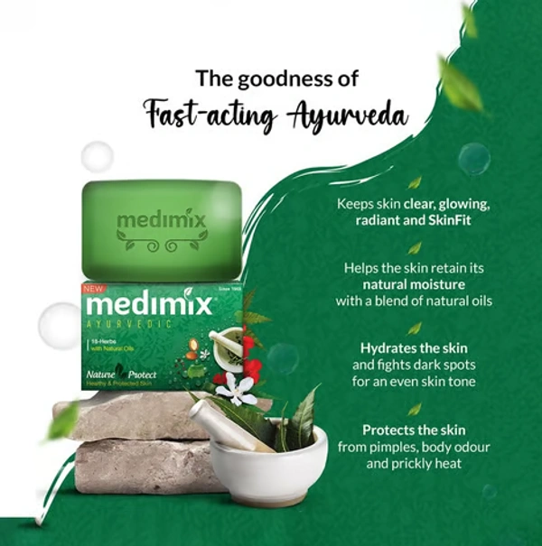 Medimix Ayurvedic Soap With 18 Herbs - Pack of 3 - 3 x 125 GM