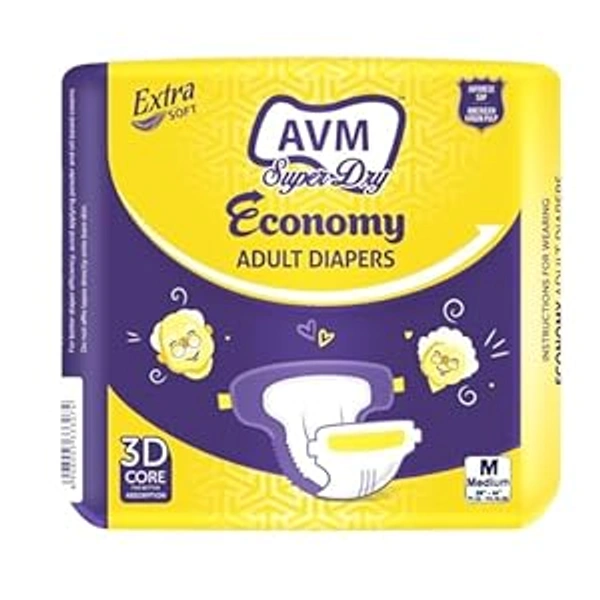 AVM Super Dry Economy Adult Diapers - M Size
