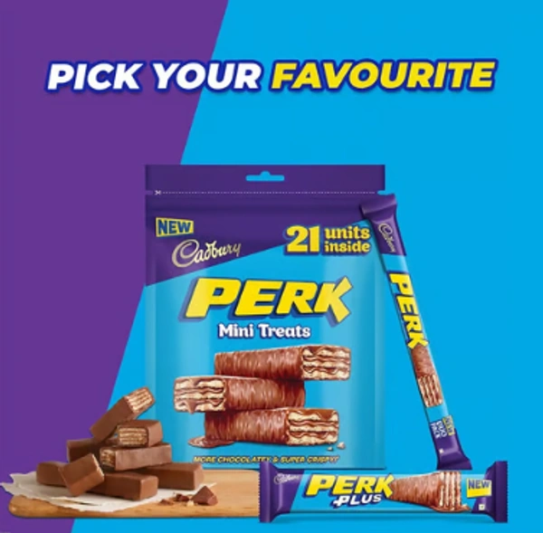 Cadbury Perk Plus Coated Wafer Chocolate Bar - Pack of 3 - 3 x 40 GM