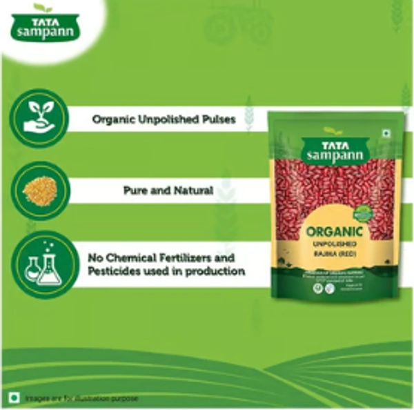 Tata Sampann Unpolished Organic Rajma (Red) - 500 GM