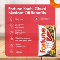 Fortune Kachi Ghani Mustard Oil - 1 Lit Pouch - 