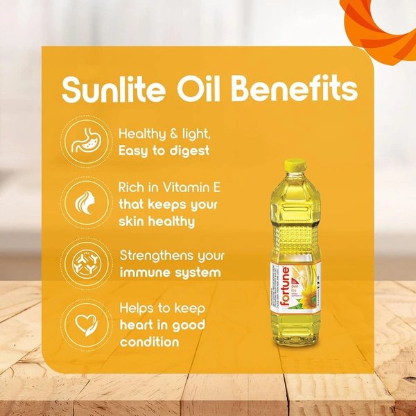 Fortune Refine Sunflower Oil - 1 Lit Bottle - 
