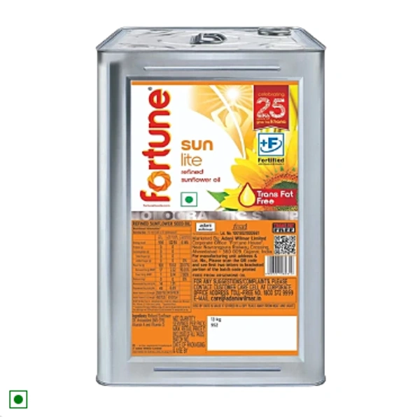Fortune Refine Sunflower Oil - 15 Lit Tin - 