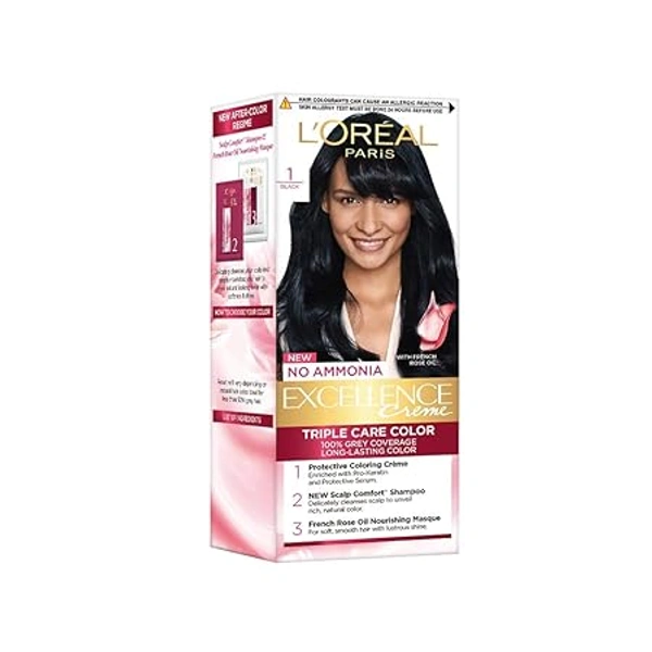 Loreal Paris Excellence Creme Hair Colour - BLACK 1 - Big Pack