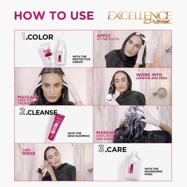 Loreal Paris Excellence Creme Hair Colour - BLACK 1 - Big Pack
