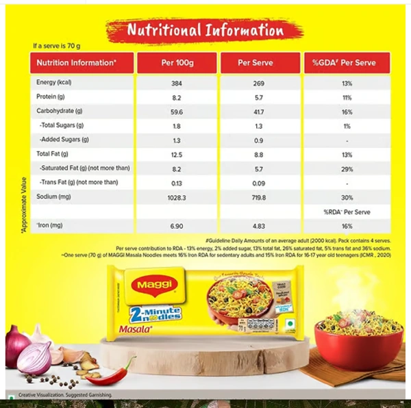 Nestle Maggi Masala - 2 Minutes Instant Noodles - 280 GM