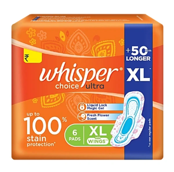 Whisper Choice Sanitary Pads - ULTRA XL - 6 Pieces