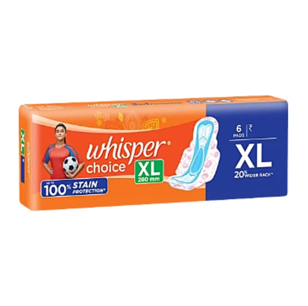 Whisper Choice Sanitary Pads - XL - 6 Pieces