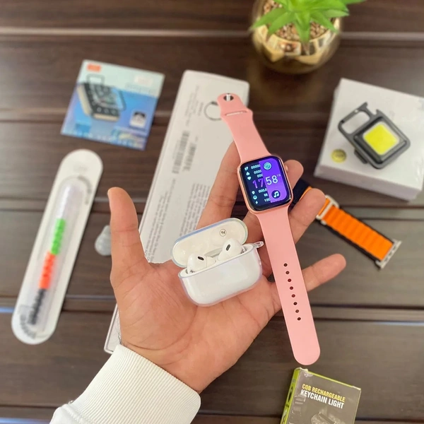 *_2023 APPLE TOP SELLING COMBO OFFER🔥💯👌_**9 in 1 BooM Combo* ❣️❣️*7a Quality* 🔥🔥✓ *Apple Serise 8*✓ (Super Fast 🖖 Stylish design)✓ (Set Owen wallpaper+ Bt calling)✓ (World's Biggest Sold Smartwatch)✓ *Apple Size 44 Mm Alpino Strap*✓ *Hige quality Apple white Nike Box* ✓ *Airpord Tws*✓ (beep Hd sound Boom Boom)✓ *Transfernt Airpord Case*✓ *Apple Smart watch PaMa Screen protect - Black