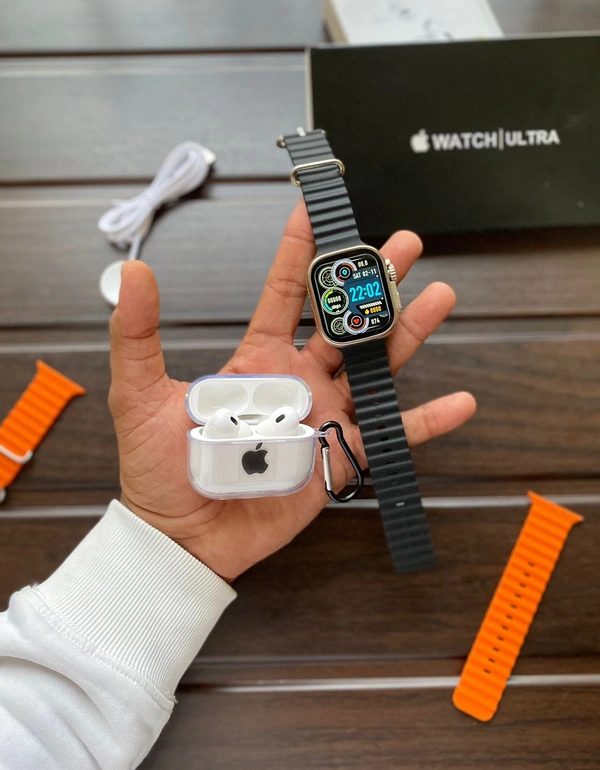 *_2023 APPLE TOP SELLING COMBO OFFER🔥💯👌_**First Time Ever India Ultra Big Combo**5 in 1 BooM Combo* ❣️❣️*7a Quality* 🔥🔥✓ *Apple Serise 8 Ultra*✓ (Size 49 mm)✓ (Always on display 😲)✓ (Wirlsess charging)✓ *Apple Stylish design Orange Occen Belt*✓ *Apple ultra black print box* ✓ *Apple Airpods Tws*(Hd Sound)✓ *Apple Airpods Case Transparent**Today Special OFFER 😍🎉❣️🎶**Loot Lo - Electric Violet