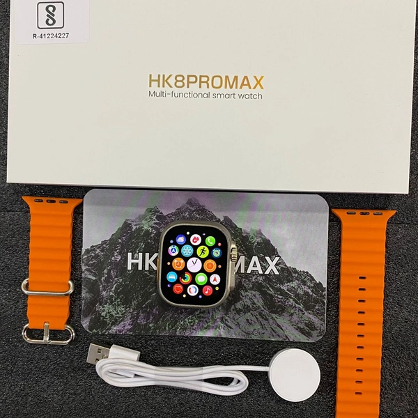 HK8 Pro Max Ultra Features*Making & Answer Calls via Bluetooth v5.2**2.12 inch AMOLED Screen, Always On Display**1:1 49mm Rugged Design – Quick Action button* *Customizable**3 Days Battery Life, Wireless Charging**7 Watch Faces, 4 Menu Style**Multitasking Bar, Build-in Local Games**Heart Rate & Blood Pressure Monitor**Wallet Function & Business Cards*"Multifunction NFC, Voice Assis - Black