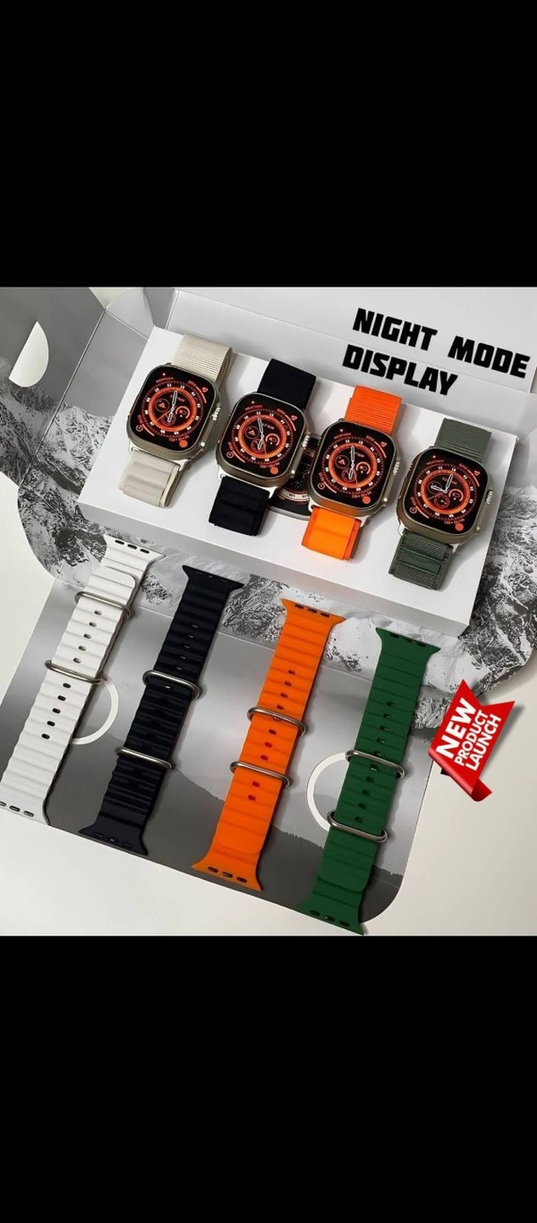 EXCLUSIVELY AVAILABLE ULTRA SERIES & WATCH Ultra MODEL WITH NEW APPLE BOOT LOGOMOST UNIQUE NIGHT MODE ALWAYS ON DISPLAYWITH MOST EPIC FEATURES EVERSAME 1:1 PACKINGDUAL STRAPSPainApple Original LogoBack Screw and Strap Lock+ Serial Number working PURE 49mm DIAL SAME LIKE ORIGINALCrown Working→Triple button OG strapBluetooth calls Wireless chargingCase: AlloyTouch screen: 2.5D curved - Vermilion