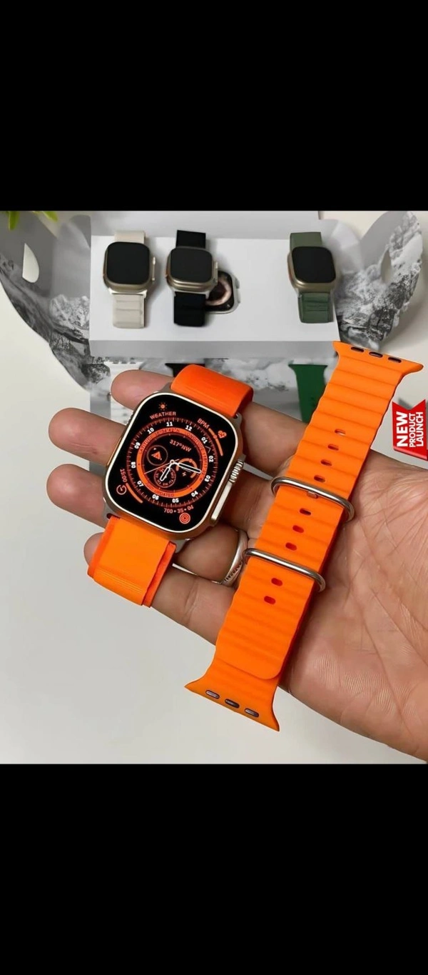 EXCLUSIVELY AVAILABLE ULTRA SERIES & WATCH Ultra MODEL WITH NEW APPLE BOOT LOGOMOST UNIQUE NIGHT MODE ALWAYS ON DISPLAYWITH MOST EPIC FEATURES EVERSAME 1:1 PACKINGDUAL STRAPSPainApple Original LogoBack Screw and Strap Lock+ Serial Number working PURE 49mm DIAL SAME LIKE ORIGINALCrown Working→Triple button OG strapBluetooth calls Wireless chargingCase: AlloyTouch screen: 2.5D curved - Vermilion