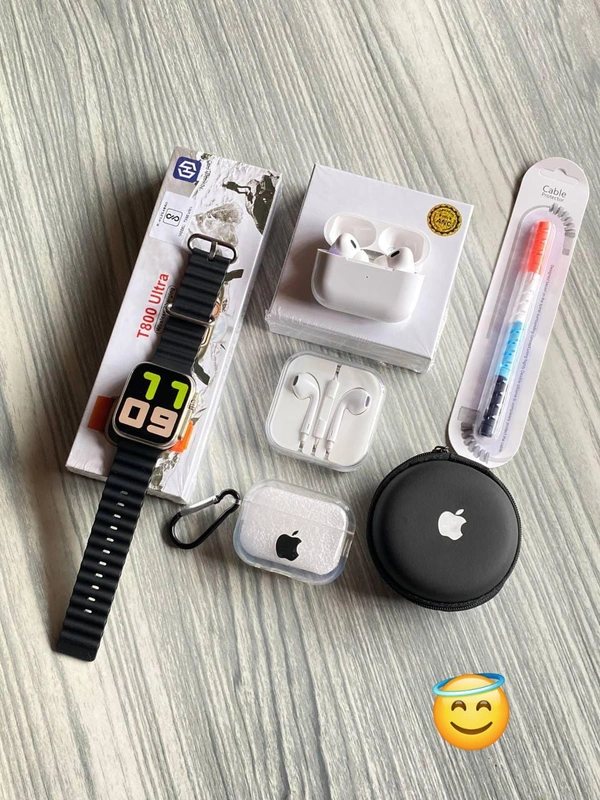 *APPLE WATCH ULTRA  AND AIRPODS PRO 2 TWS COMBO* HOTSELLING 6 In 1 COMBO 🎁❤️*APPLE WATCH ULTRA* - Premium Original Box- Triple Buttons Working- Seamless Full Display - Wireless Charging - Set Your Own Wallpaper - Crown Working *AIRPODS PRO 2 TWS* 3-4 hours battery backup ✔️Same Design And Size ✔️Charging case ✔️With Charging cable ✔️Both Sensors Fully working ✔️With Microphone for