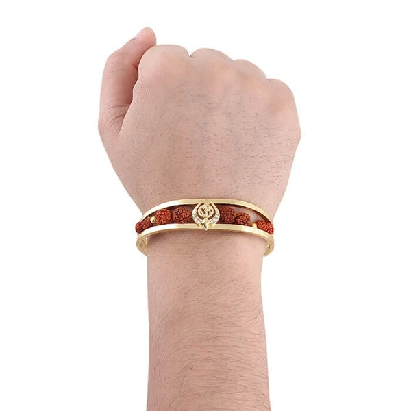 Stylish & Genuine Om With Rudraksha Gold Bracelet