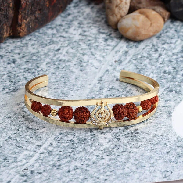 Stylish & Genuine Om With Rudraksha Gold Bracelet