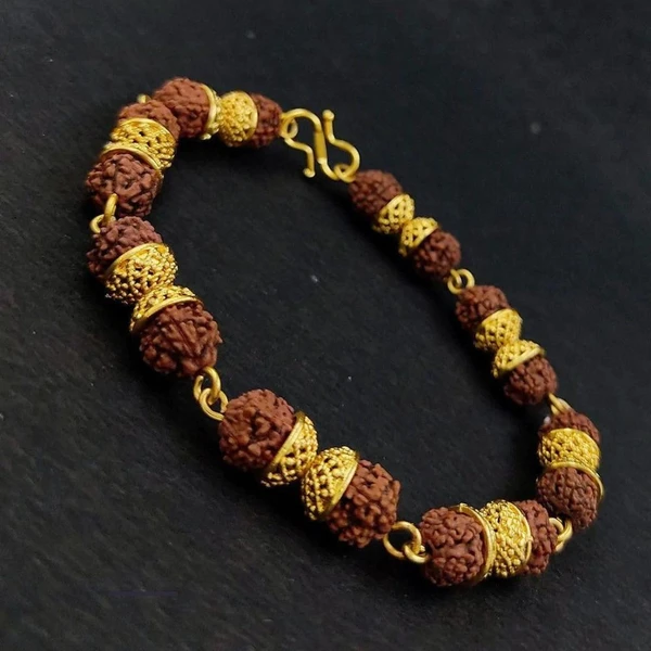 Gold Plated Rudraksha Bracelet For Men