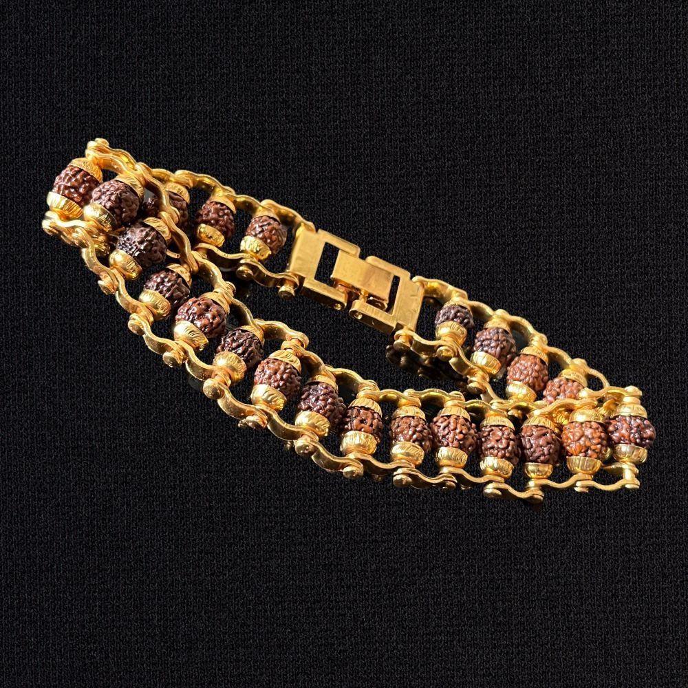 Gold Plated Modern Rudraksha Bracelet