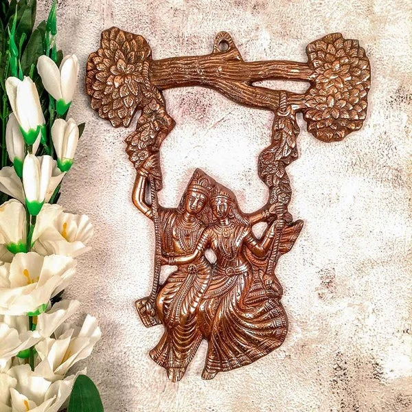 Radha Krishna Wall Hanging – Sitting on Jhula Design