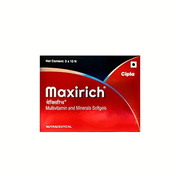 Cipla Maxirich Daily Multivitamin For Men & Women With Essential Nutrients, Vitamins, Minerals, Anti-oxidants For Building Immunity & Energy Pack Of 30