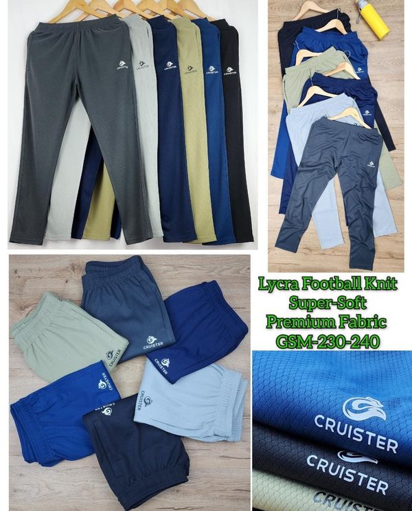CR8501-Set Of 4 Pcs@247/Pc-Sports Imported Football Knit Fabric Lower-CR8501-AF23-S02-LGY - M-1, L-1, XL-1, XXL-1