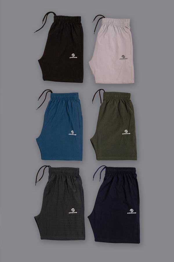 Drizone-Pack of 24 Pcs-@162/Pc- Sports NS Lycra Fabric Shorts - M,L,XL,XXL, Black, Navy Blue, Dark Grey, Light Grey, Olive, Airforce