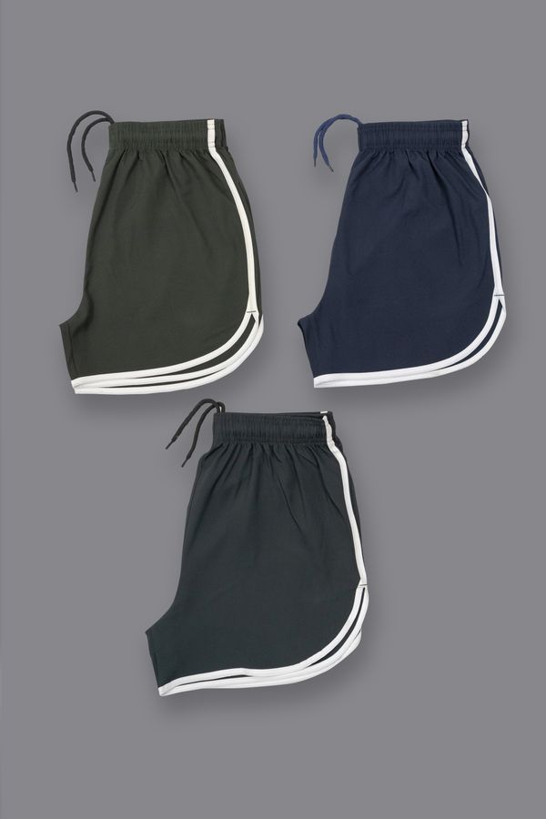 Plain-Pack of 4 Pcs-@155/Pc- Plain running shorts with white patti - M,L,XL,XXL, Navy Blue