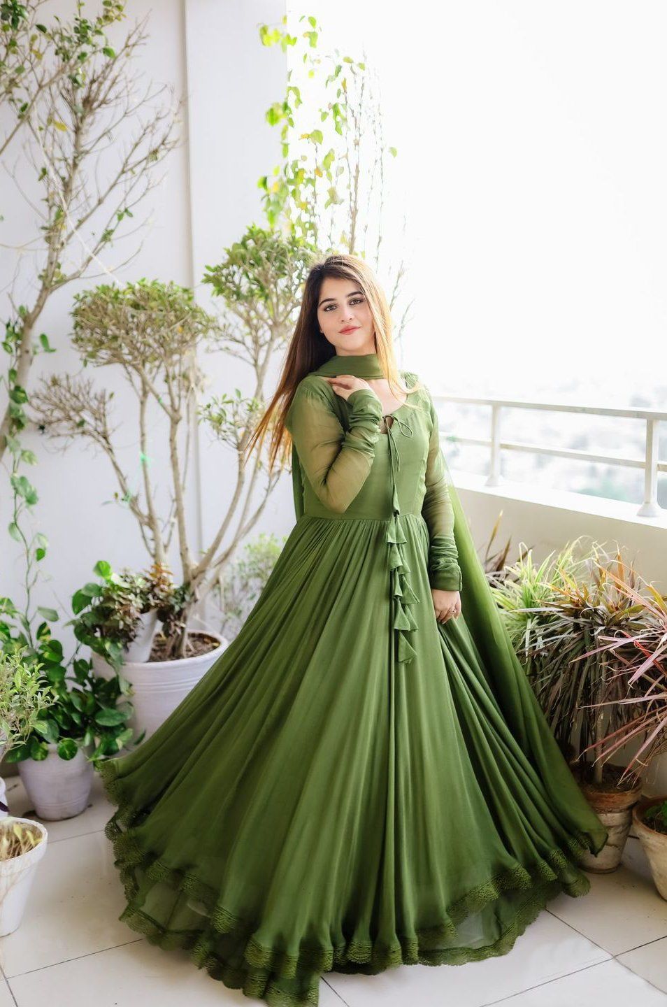NEW DESIGNER BEAUTIFUL GREEN COLOR MOTI GOWN AND HEAVY PRINT WITH DUPATTA -  Khwaissh