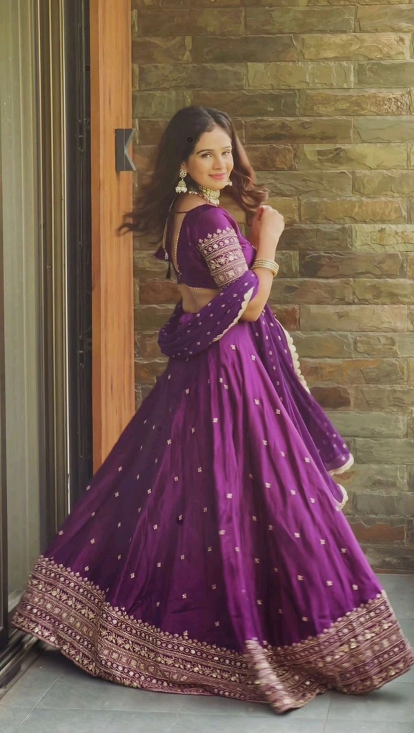 Beautiful Satin Sequence Work Lehanga