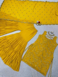 Yellow Designer Sharara For Haldi - Yellow, M (38)