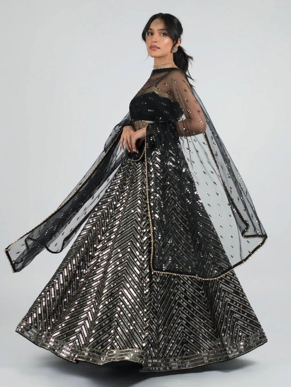 Designer Black Sequence Lehenga