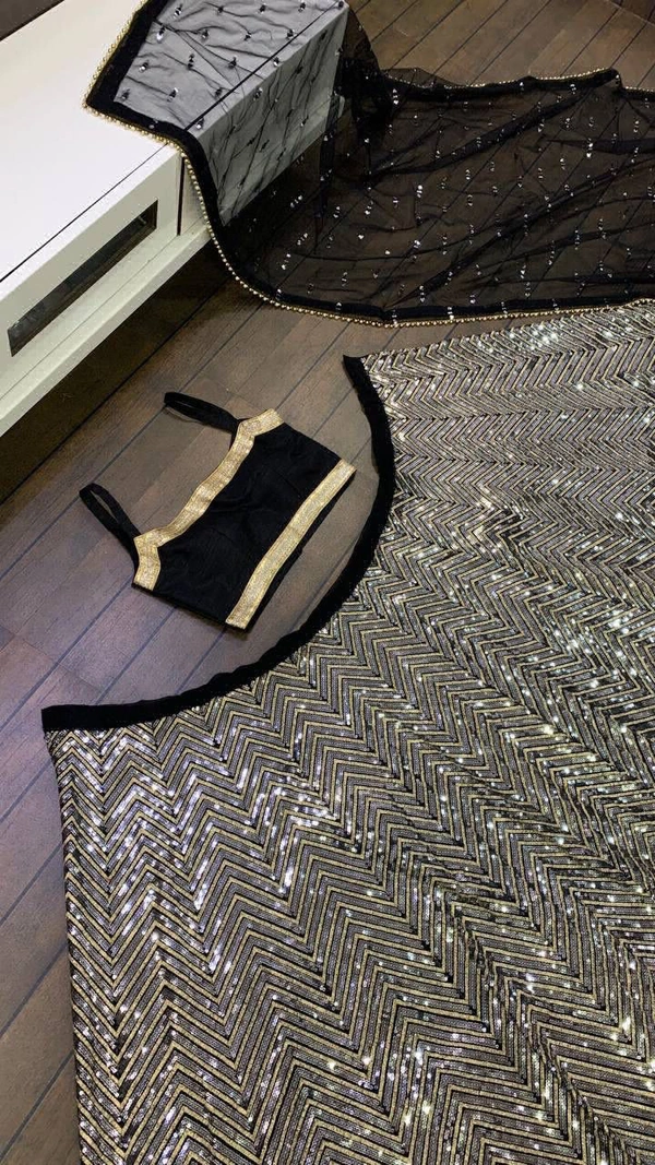Designer Black Sequence Lehenga