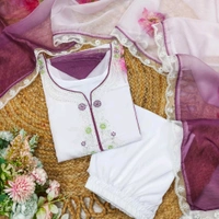 White Floral Kurti Set - White, XXL (44)