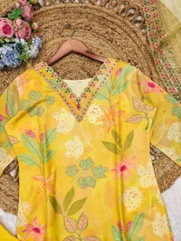 Yellow Muslin Silk Suit - Yellow, 3XL (46)
