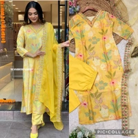 Yellow Muslin Silk Suit - Yellow, 4XL (48)