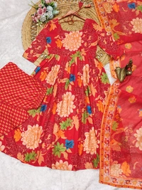 Red Floral Designer Kurti - XXL (44), Red