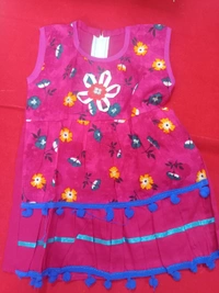 00A Cotton Kids Dress - Red, 1 Year