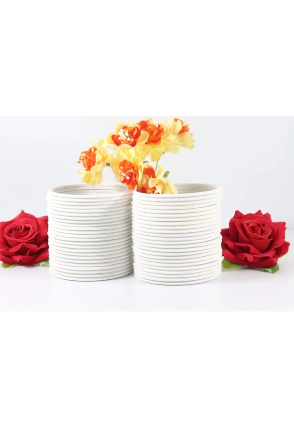 8057 White Velvet Bangles  - 2.2