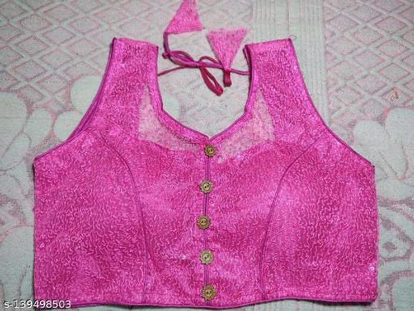 12005D Wooden Buttom Net Blouse  - Free Size
