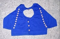 12011 Wooden Button Cotton Blouse  - 32, Red