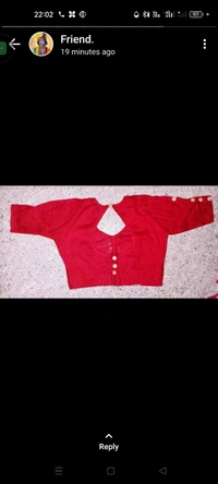 12011 Wooden Button Cotton Blouse  - 34, Red