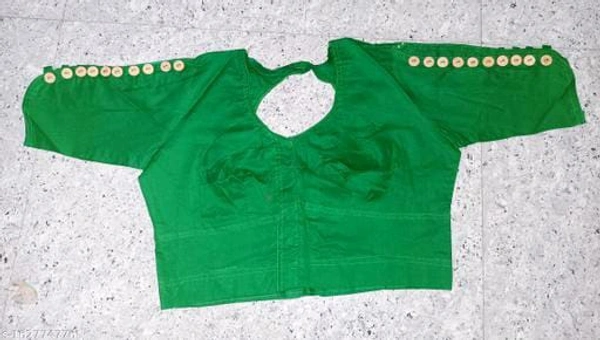 12011 Wooden Button Cotton Blouse  - 32, Green