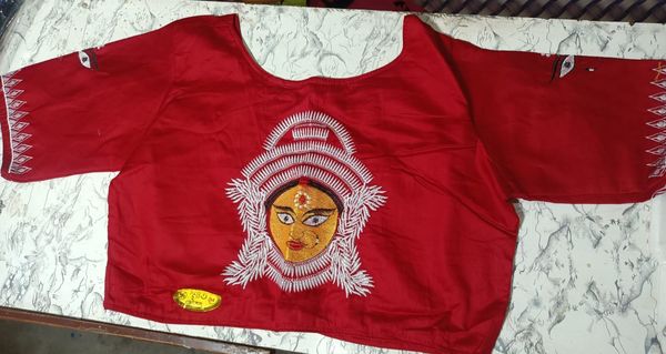 12014 Durga Embroidery Blouse  - Blue, 34