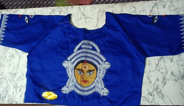 12014 Durga Embroidery Blouse  - Blue, 34