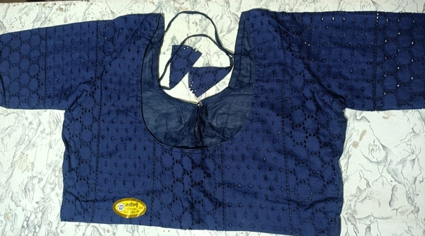 12019 Chikon Cotton Blouse  - Navy Blue, 32