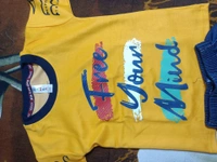 00O Cotton T Shirt With Jins Pant - Yellow, 24