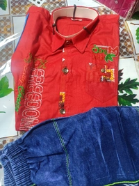 00H Cotton Shirt With Jins Pant - 28, Red