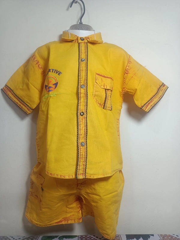 00L Cotton Shirt With Pant - Yellow, 30