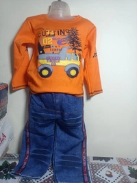 00 F Full T Shirt With Full Jins Pant - 34, Flush Orange
