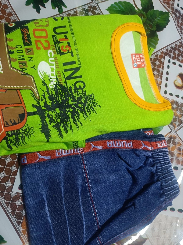 00 F Full T Shirt With Full Jins Pant - 32, Mint Green